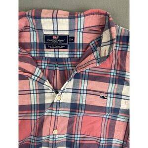 Vineyard Vines Men's Button Down Shirt Medium‎ Slim Fit Tucker Pink Plaid